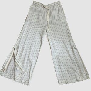 INTIMATELY FREE PEOPLE Women Striped Wide Leg Slit Cropped Pants XS Drawstring